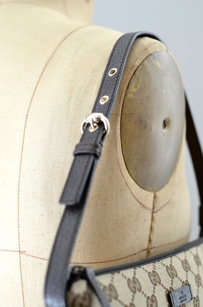 Gucci Boat Bag Adjustable Strap Monogram Pochette