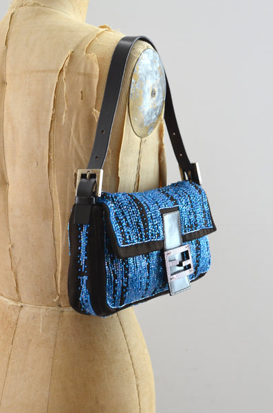 Rare Fendi Baguette Beaded Silk Bag