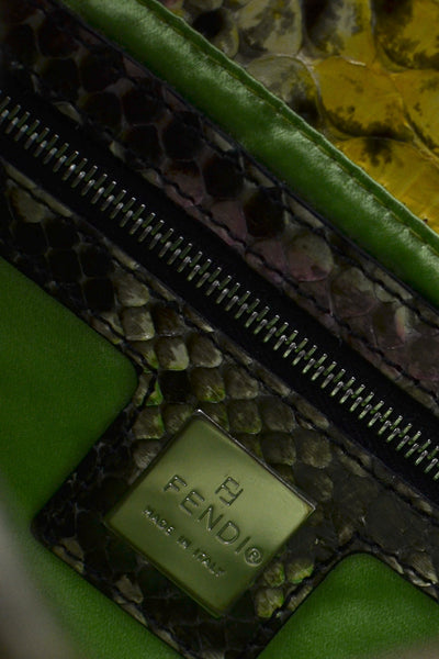 FENDI Python Mirror Detailing Baguette Bag