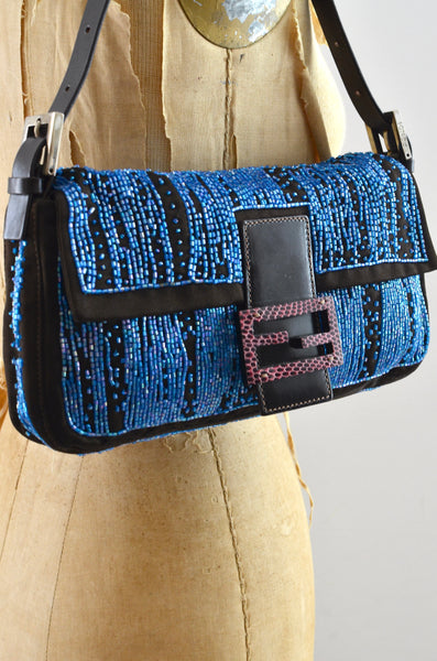 Rare Fendi Baguette Beaded Silk Bag