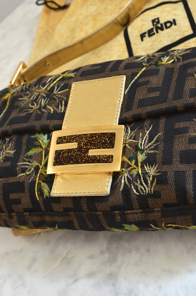 Fendi Embroidered Zucca Baguette Bag
