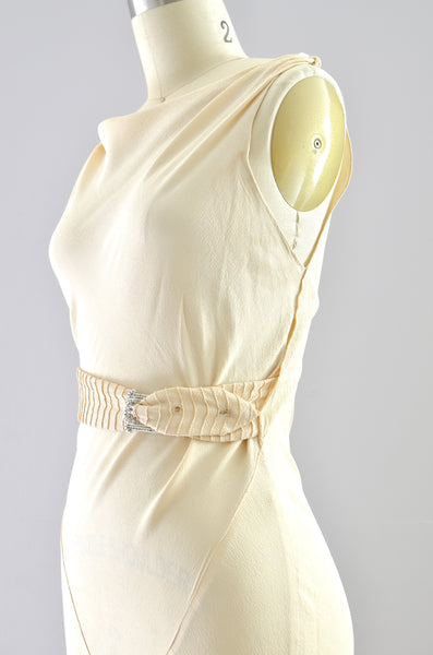 Vintage 1930s Cream Silk  Dress