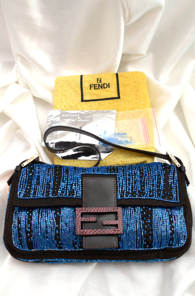 Rare Fendi Baguette Beaded Silk Bag