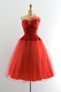 Vintage 1950's Red Tulle Dress