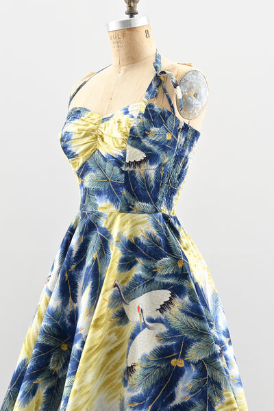 Kamehameha Red-Crowned Crane Dress - Pickled Vintage