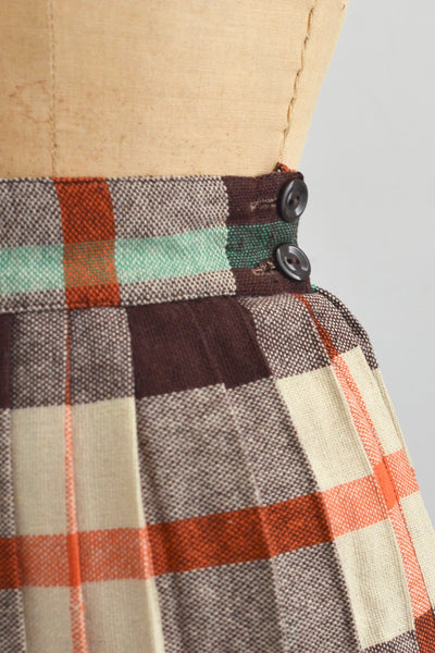 50s Plaid Skirt / S