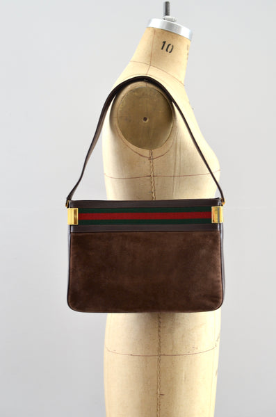 Rare 1970s Gucci Suede Shoulder Bag