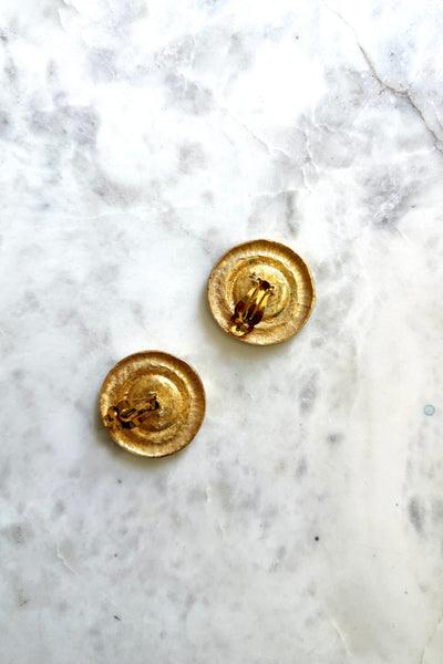 Matte Gold Enamel Clip Earrings