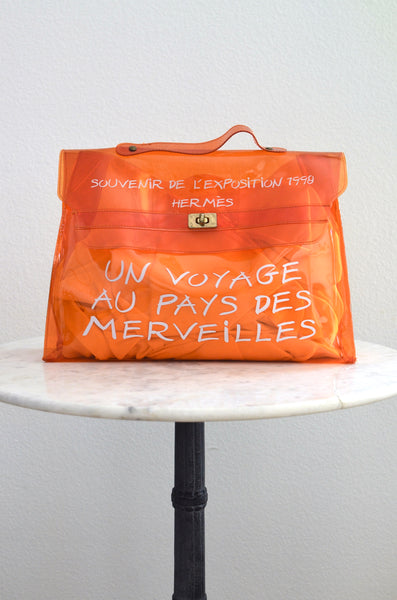 1998 HERMÈS Orange Transparent Bag Beach Vinyl Handbag