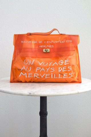 1998 HERMÈS Orange Transparent Bag Beach Vinyl Handbag