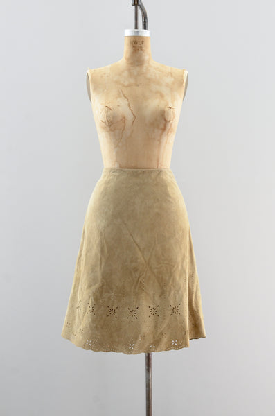 Vintage Cutout Suede Skirt