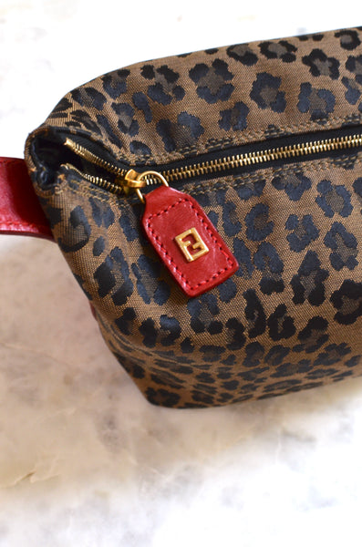 Fendi Mini Leopard Print Wristlet Pouch