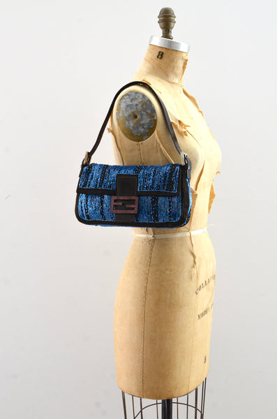 Rare Fendi Baguette Beaded Silk Bag