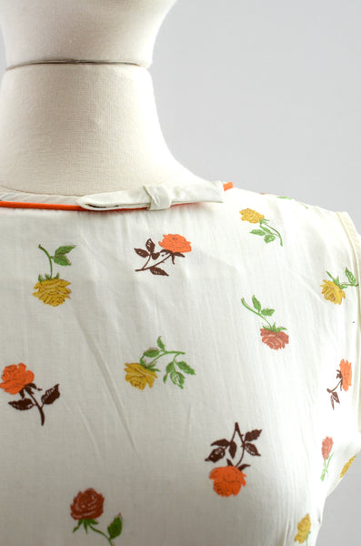 Vintage 1950s Rose Print Dress