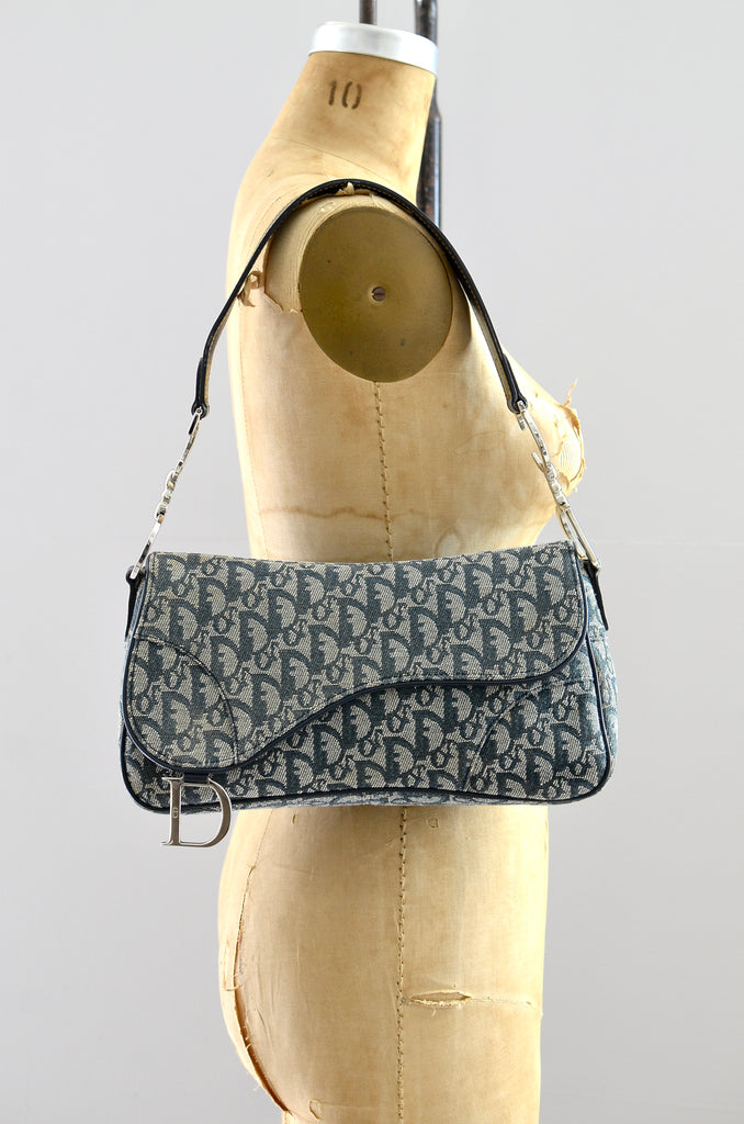 Rare Dior Trotter Saddle Shoulder Bag Monogram Pickled Vintage