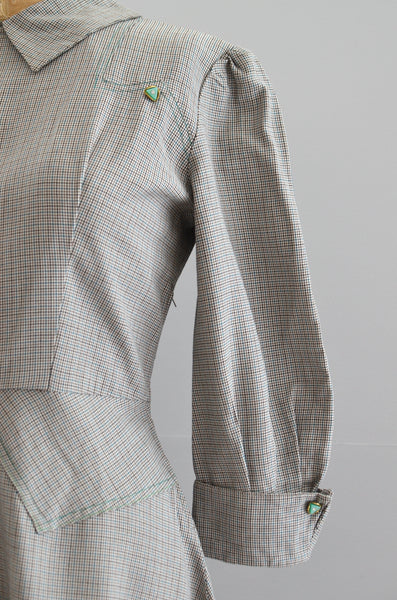 Vintage 1940s Houndstooth Dress