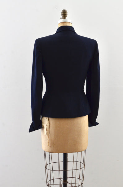 Vintage 1940s Navy Blue Gabardine Jacket