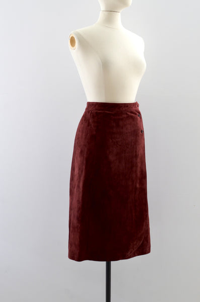 Vintage Suede Wrap Skirt