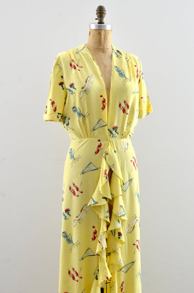 1950's Novelty Print Dressing Gown