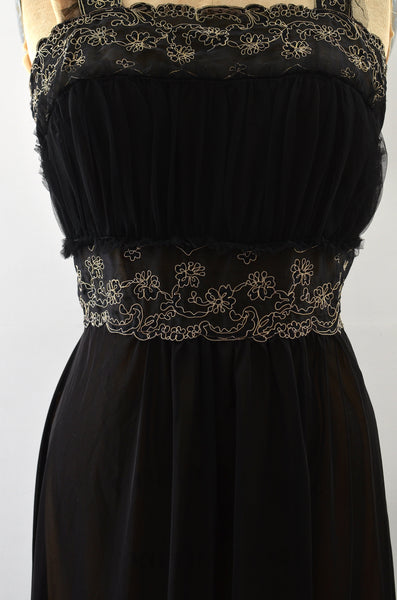 Vintage 1950s Soutache Noir Negligee