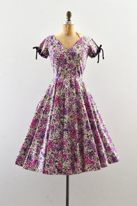 Vintage 1950's Lace-Up Floral Dress