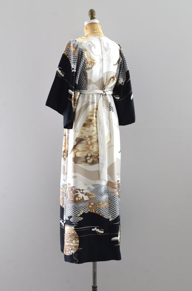 Vintage 70s Kimono Maxi Dress