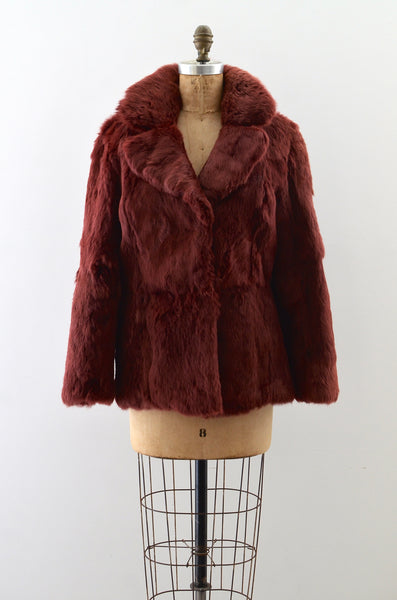 Vintage 1970s Maroon Fur Coat