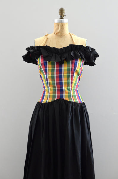 Vintage 1940s Plaid Gown