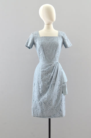 Vintage 1950s Powder Blue Lace Dress