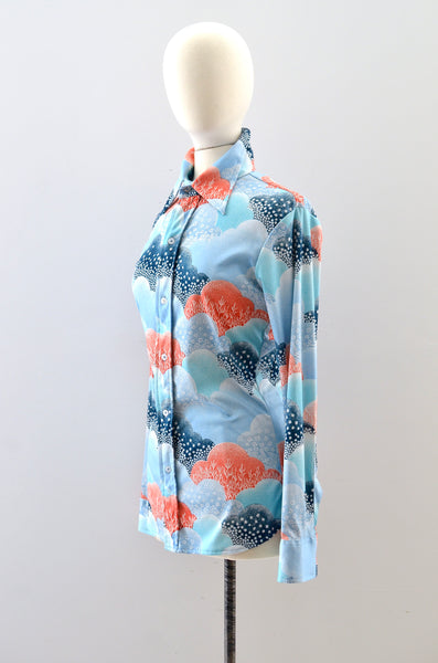 Vintage 1970s Novelty Print Shirt