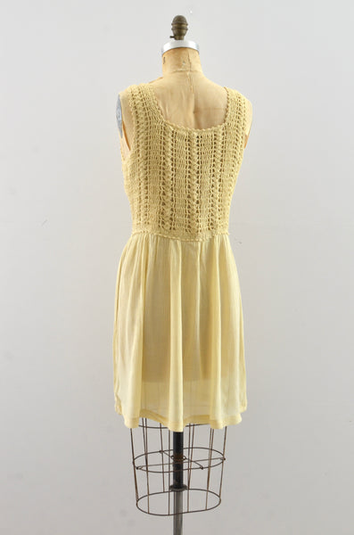 Vintage 1970's Crochet Cotton Gauze Dress Tunic