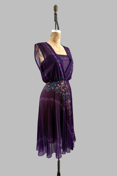 Vintage 1970s Aubergine Sheer Dress