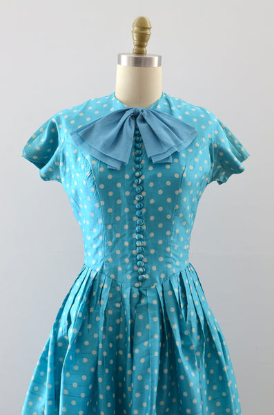 Vintage 1950s Polka Dot Silk Dress