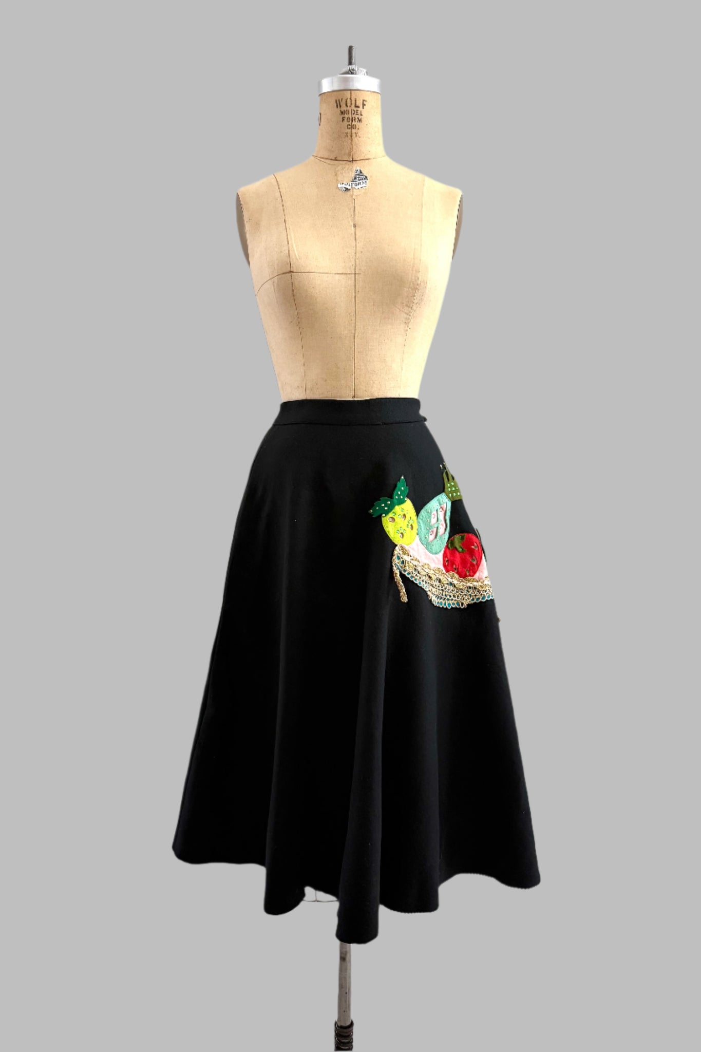 1950s Fruit Basket Felt Skirt