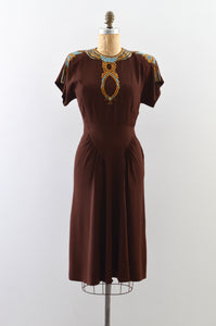 Vintage Egyptian Style Fred A. Block Beaded Dress