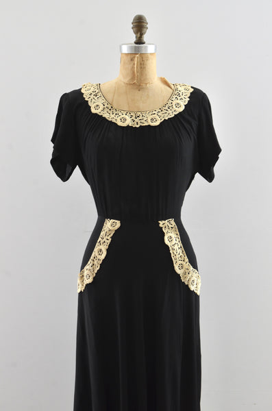 Vintage 1940's Noir Dress
