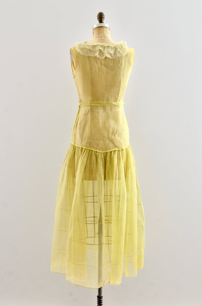 Vintage 1930's Yellow Organza Dress