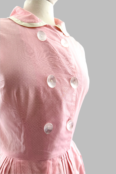 1950s Pink Swiss Dot Dress