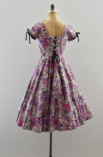 Vintage 1950's Lace-Up Floral Dress