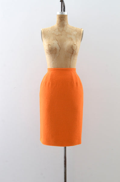 CHANEL Boucle Wool Skirt Orange