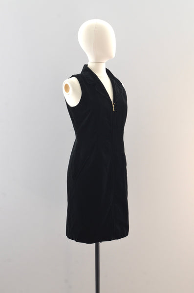 Vintage 90s Velvet Zipper Front Dress