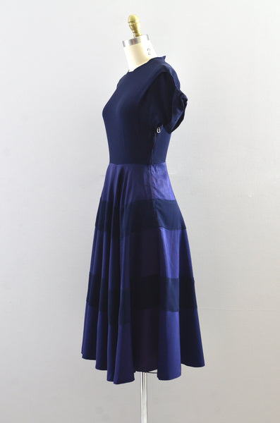 1940s Navy Blue Dress