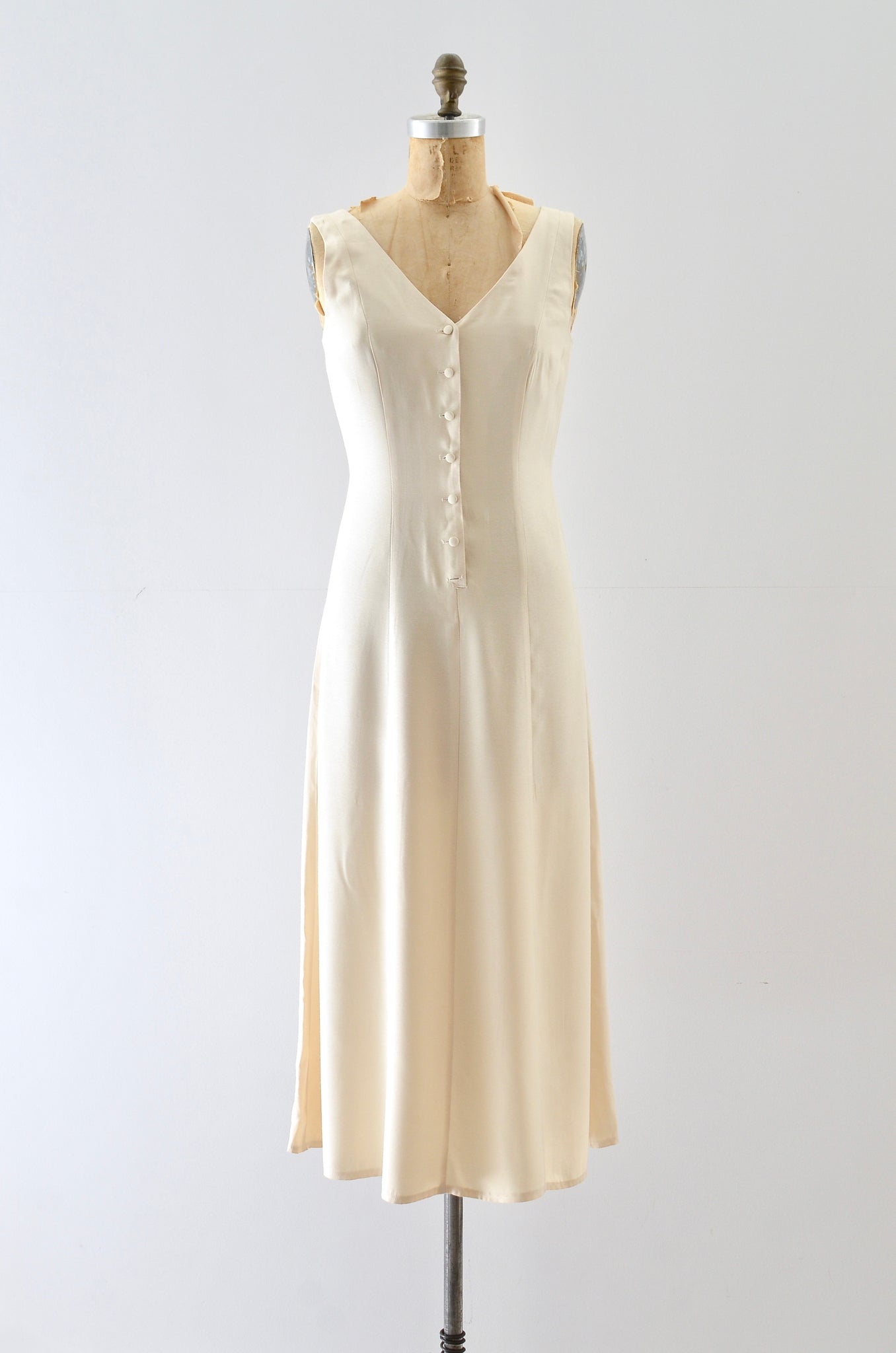 1990s Classic Beige Dress