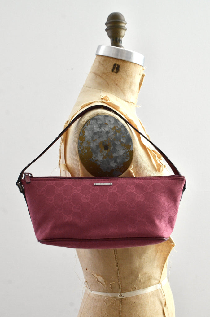 Vintage Gucci Boat Pochette Bag Small Leather Trim Purse 