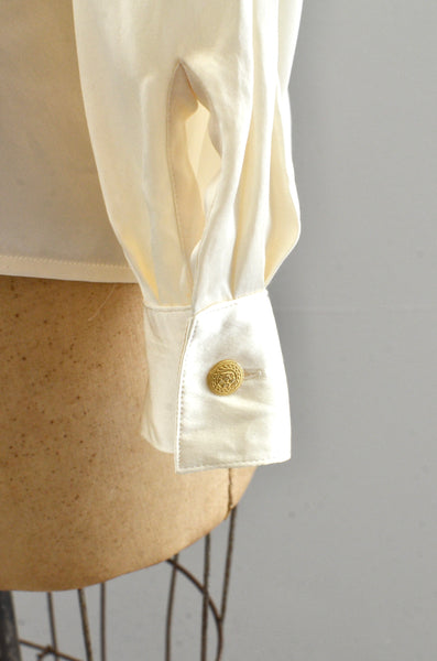 Cream Silk Pintuck Shirt