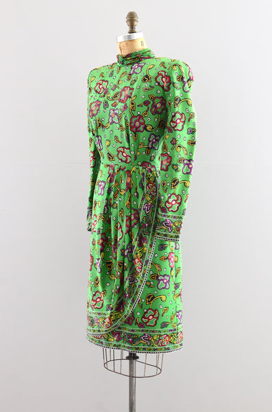 Vintage Victor Costa Silk Fleur Dress
