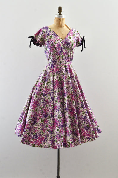 Vintage 1950's Lace-Up Floral Dress
