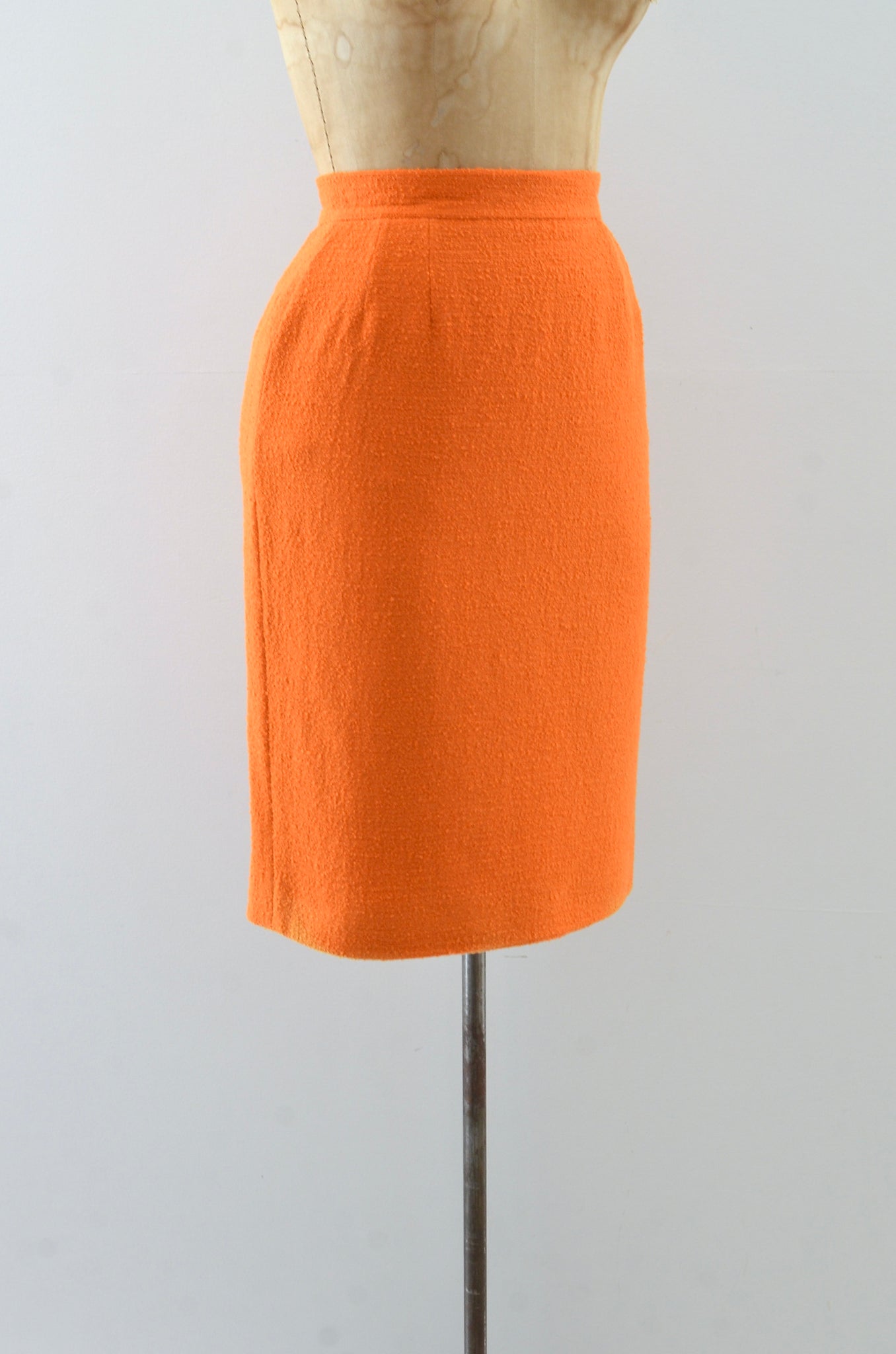 CHANEL Boucle Wool Skirt Orange