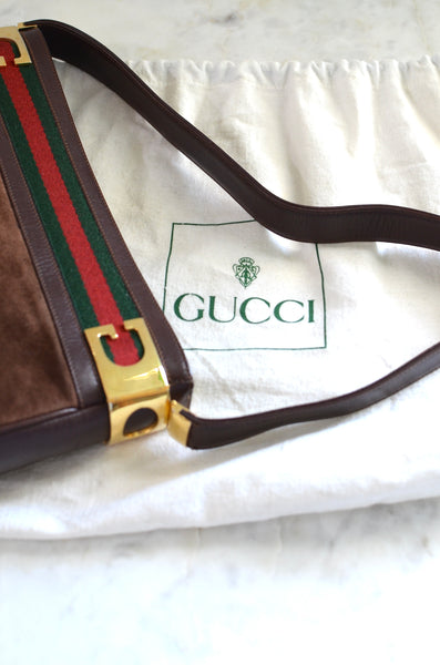 Rare 1970s Gucci Suede Shoulder Bag