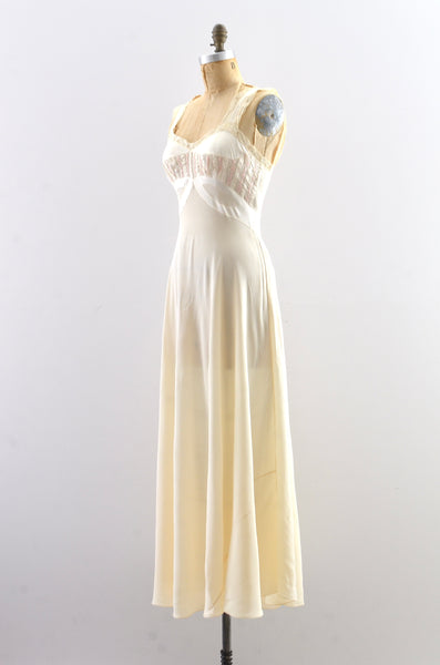 Vintage 1940s Champagne Satin Gown